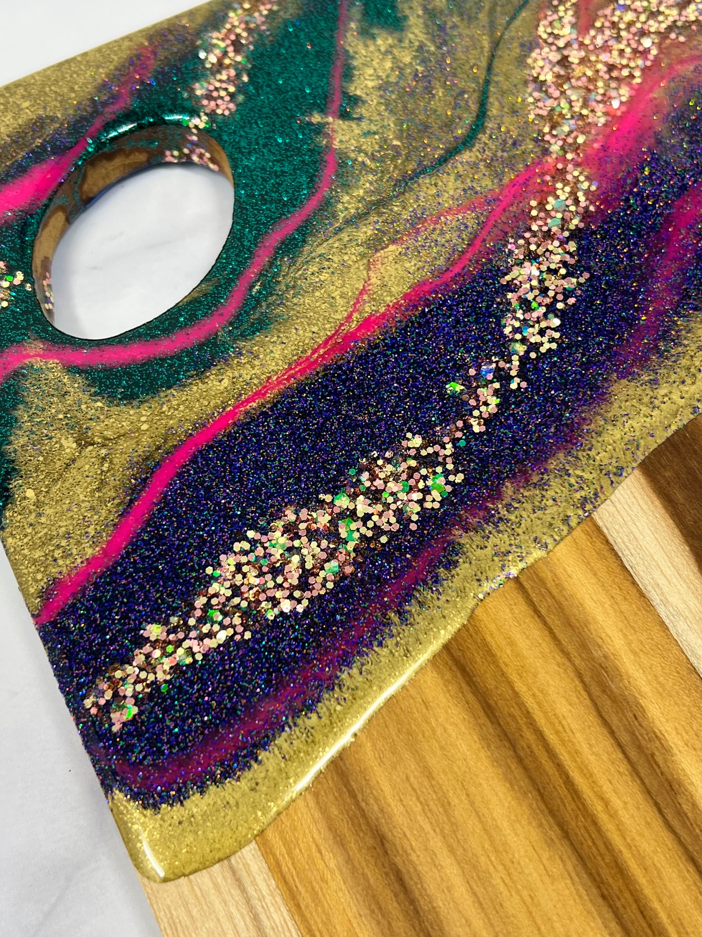 Bejeweled cactus teak charcuterie board