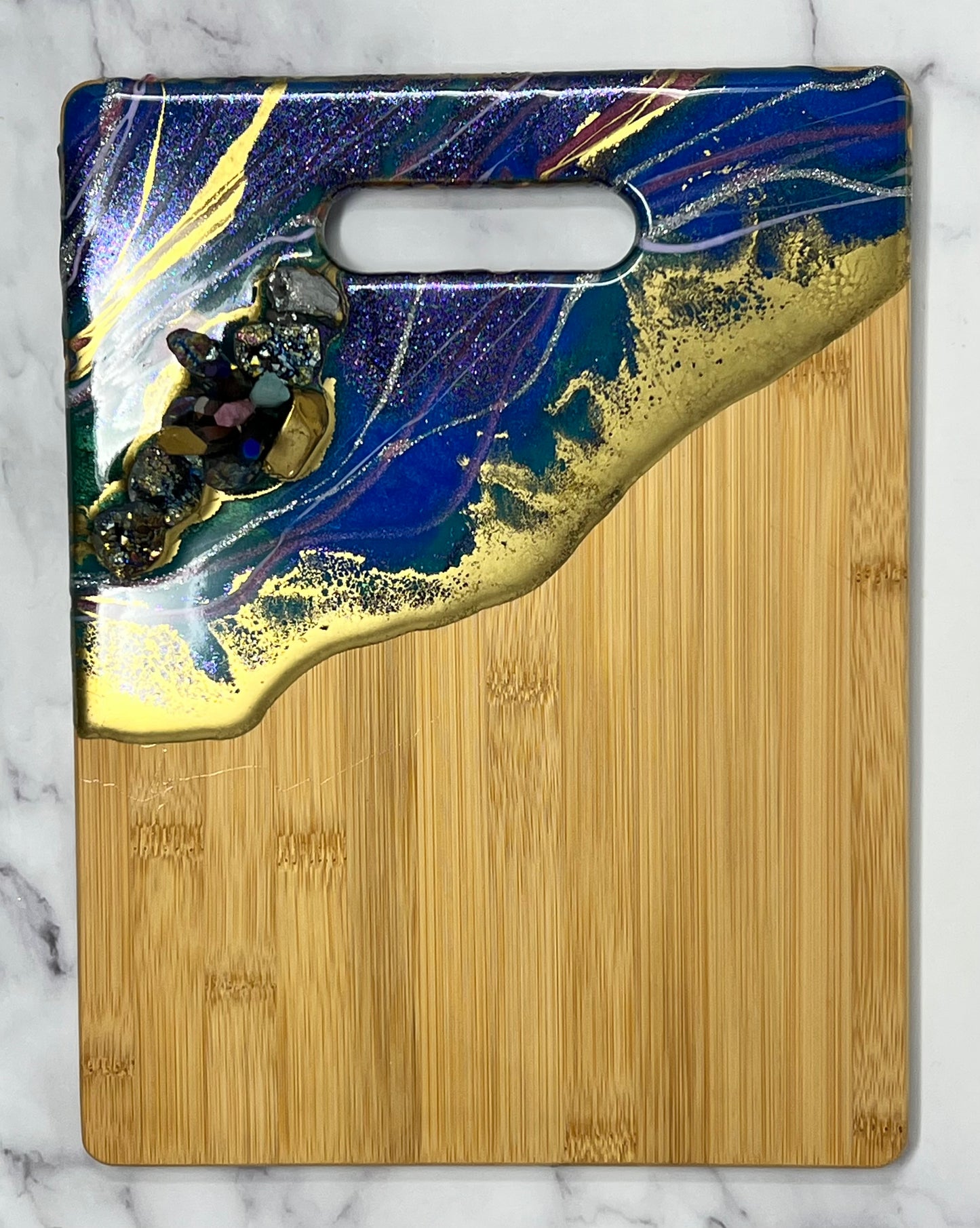 Druzy Midnight bamboo charcuterie board